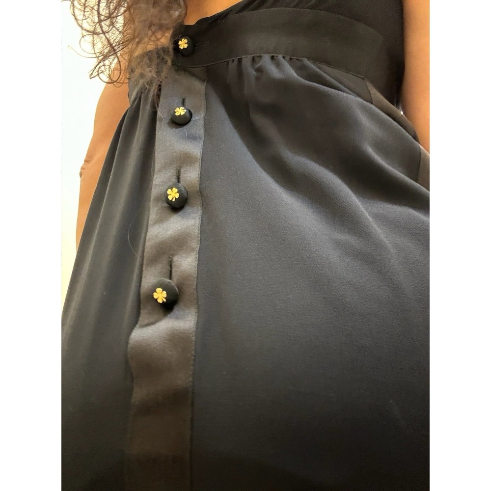 CHANEL BLACK SHEER SILK  SATIN BOW COCKTAIL DRESS 38 - Picture 9 of 11